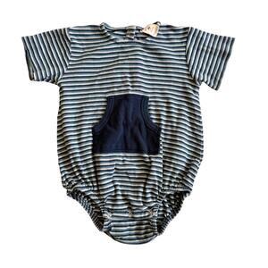 Kate Quinn Organic Cotton Striped Bubble Romper Size 18-24 Pocket